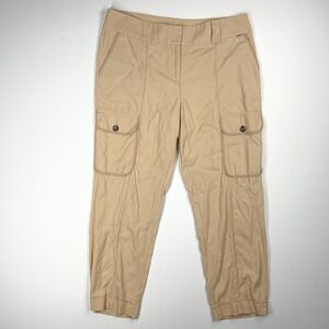 St. John Women's 8 Cropped Tan Khaki Cargo Pants Ligtweight‎ Capri